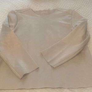 For the Republic, Soft faux suede Beige Long Sleeve top, size Large, so soft!